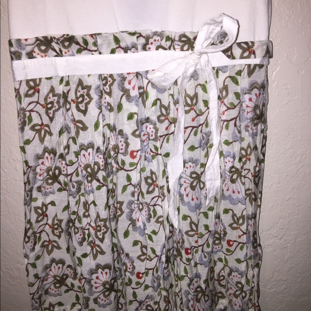Fun free spirited white dress with floral bottom
